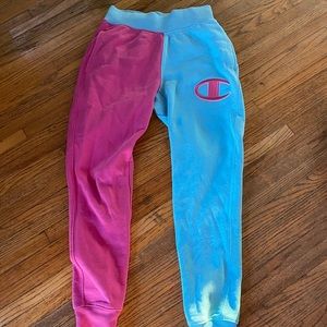 Champion split dye pink and blue sweats